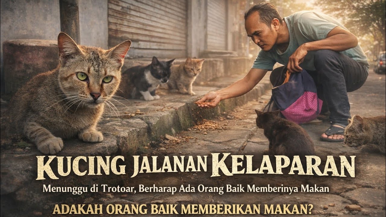 Tidak Ada Yang Peduli…Kucing Jalanan Lapar Menunggu Di Trotoar Dengan Wajah Putus Asa!!!