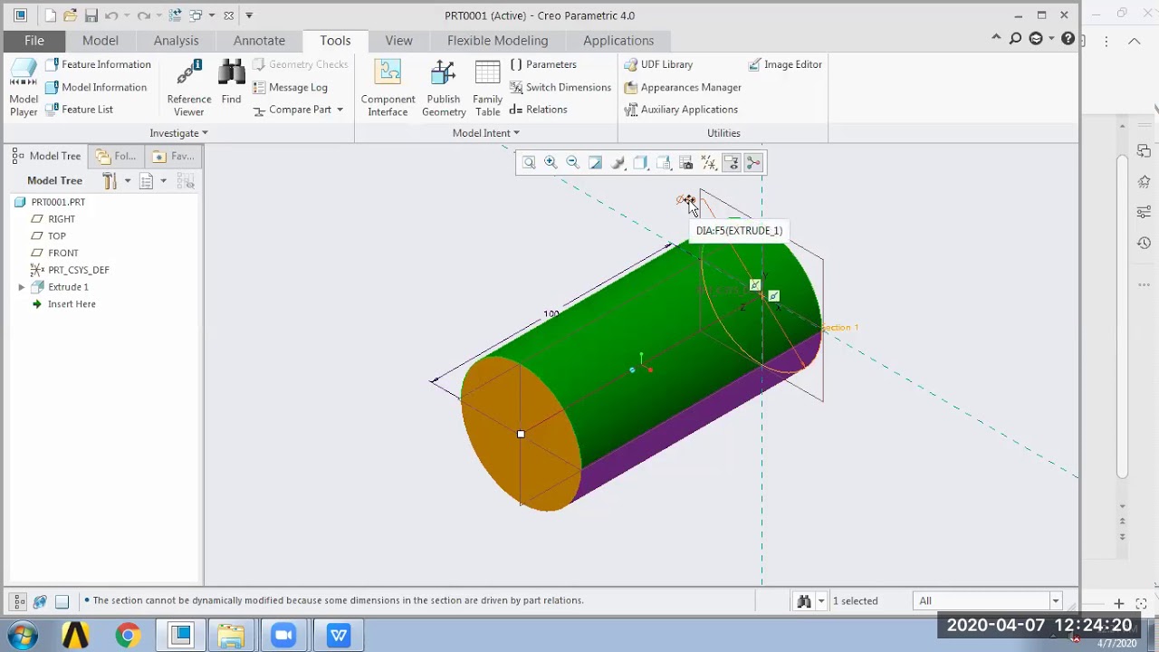 Video Session on Parameters and Relations in Creo 4 0