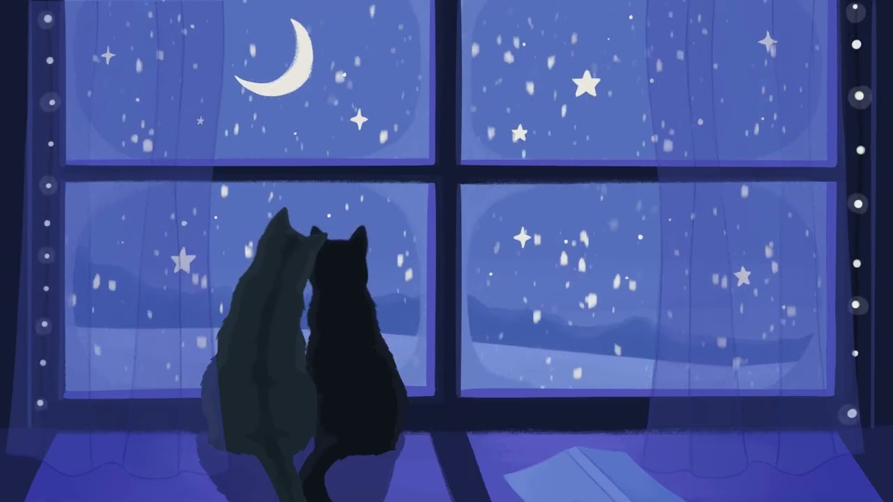 A Cozy Winter Night | Unwind with the cats | Relaxing Lo-fi jazz
