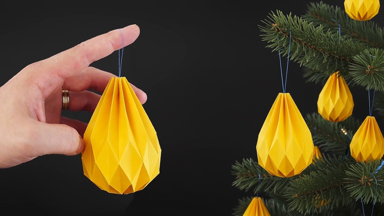 Christmas Origami Teardrop Ornament - No Glue & Reusable (Full Tutorial)