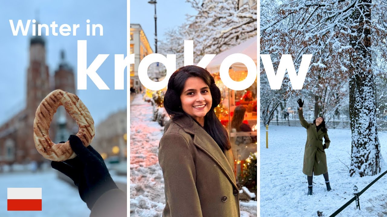 First snow in Krakow, Poland | Magical Winter Streets of Krakow, Cafes & Cozy Vibes