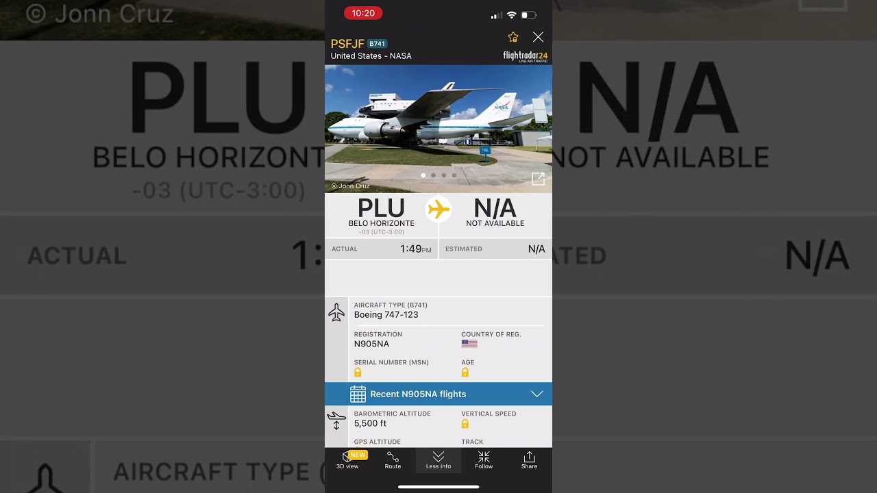 I found the nasa 747-100 #flightradar24 #747 #nasa