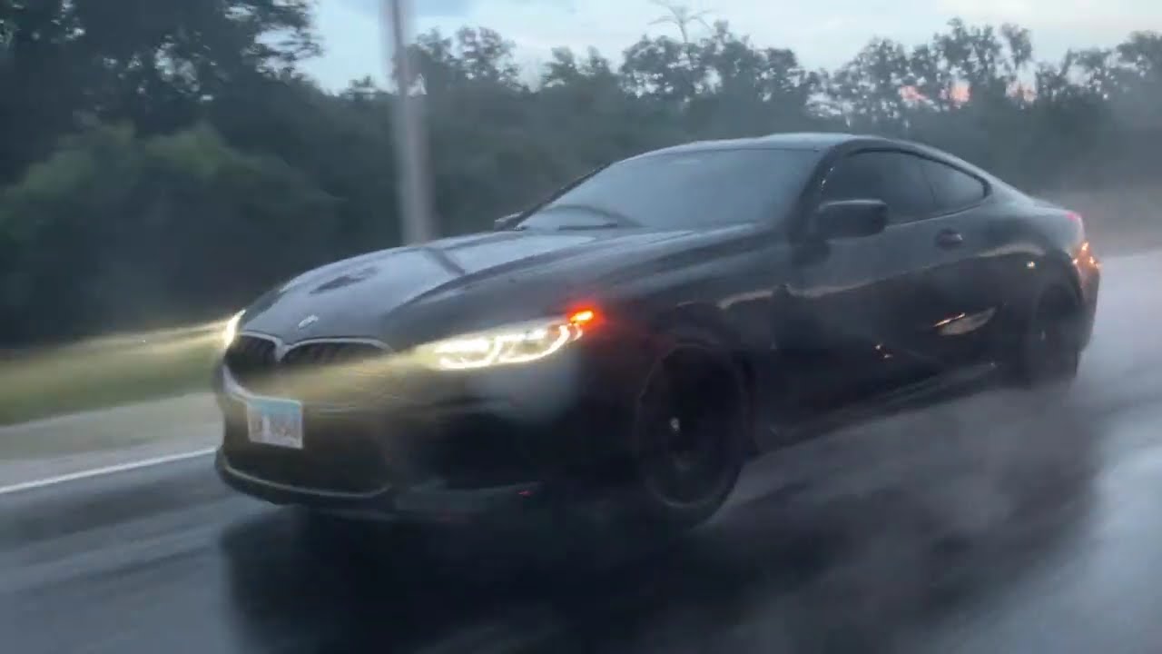 BMW M8 Competition I-94 Tristate Tollway in the Rain