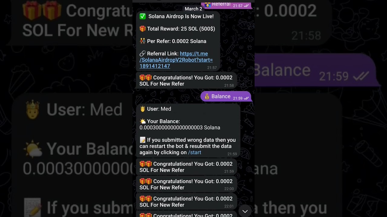 Earn Solana  Crypto coin in Telegram Bot for Free || #crypto #solana #cryptocurrency