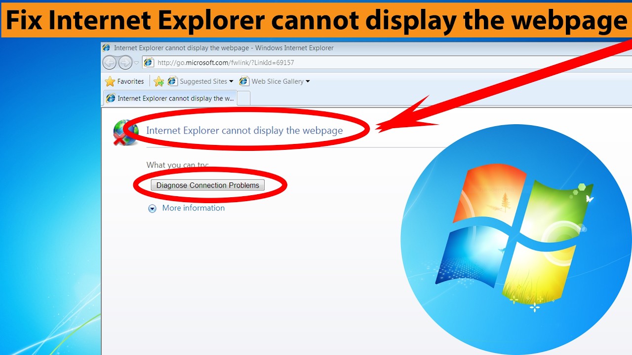 Fix Internet Explorer Cannot Display The Webpage - Diagnose Connection Problems Error In Windows 7