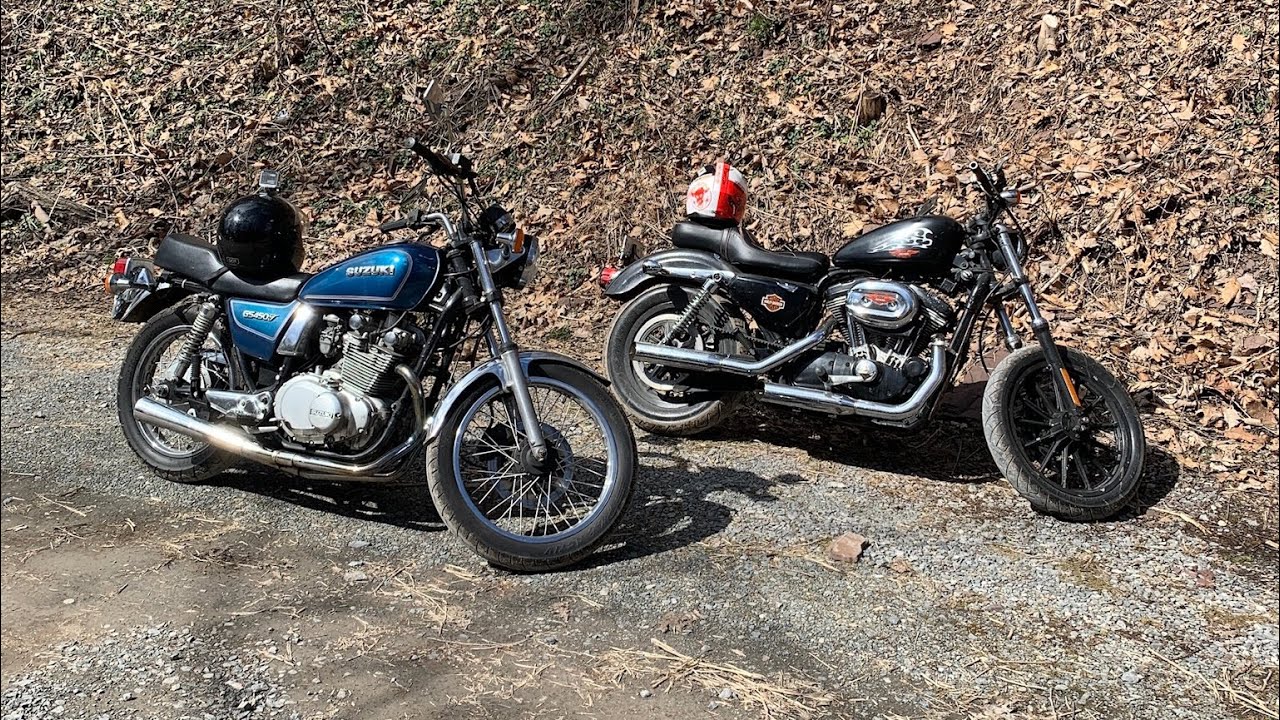 1982 Suzuki GS450T and Harley Davidson Sportster 883 XL Country Ride