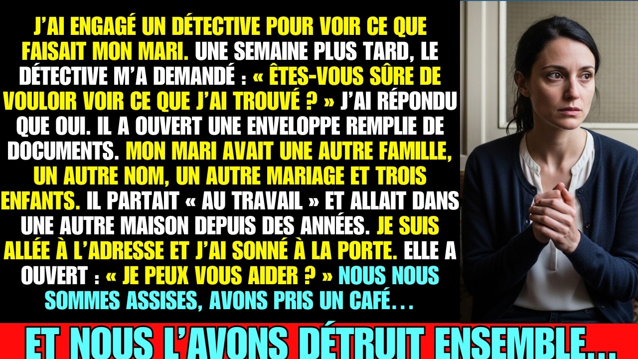 J’ai engagé un détective pour espionner mon mari. J’ai découvert qu’il avait une autre famille. Je..