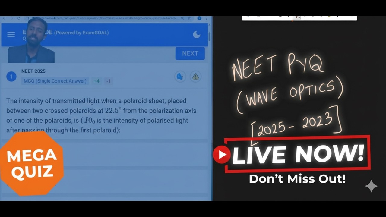 NEET Wave Optics PYQs (2025-2023) | Detailed Solutions & Short Tricks