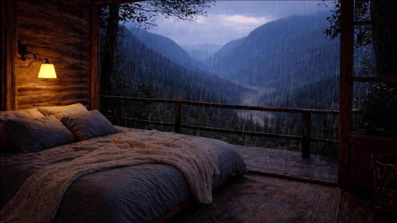 Rain Sounds Through an Open Window for Sleep | Cozy Cabin Ambience