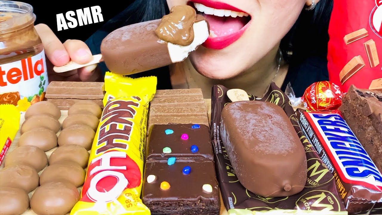 ASMR CHOCOLATES, NUTELLA, MAGNUM ICE CREAM  누텔라 크레이프 롤 | LaniEats ASMR