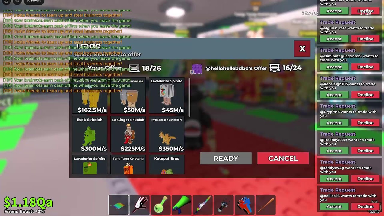 Steal a brainrot trading🔥🔥💯