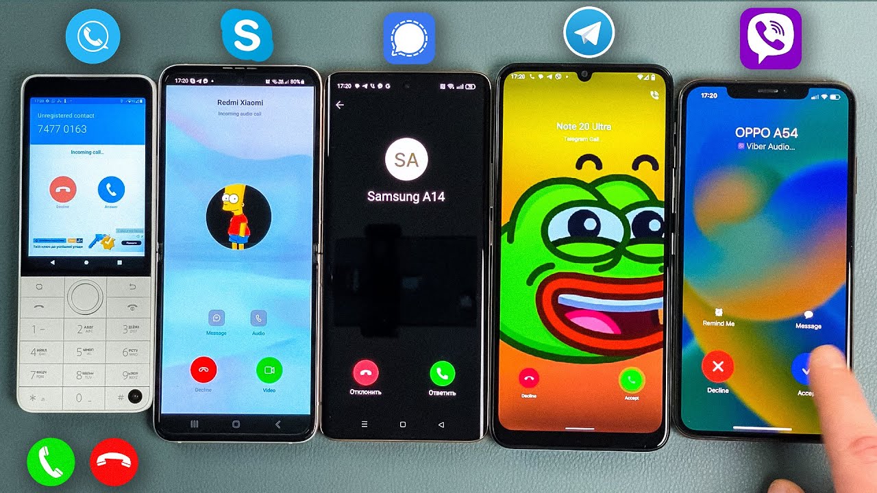 Xiaomi Qin + Z Flip3 + Realme Pro + Nokia G + iPhone XS Skype + SkyPhone + Signal + Telegram + Viber