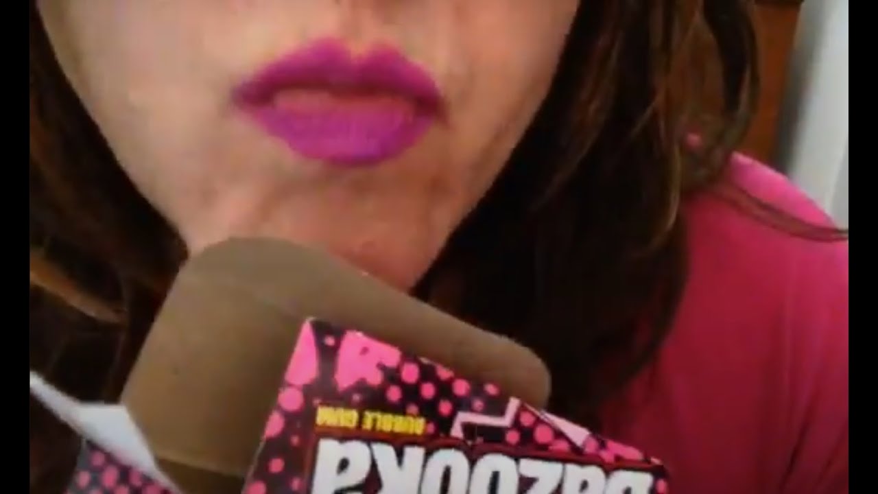 Quiet ASMR sounds Juicy Bazooka Bubble Gum, Blowing Bubbles, pink sunglasses  evening relaxation