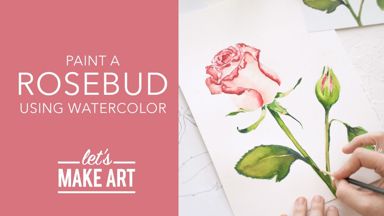 Let's Paint a Rosebud 🌹| Easy Watercolor Flowers Painting Lesson by Sarah Cray of Let's Make Art