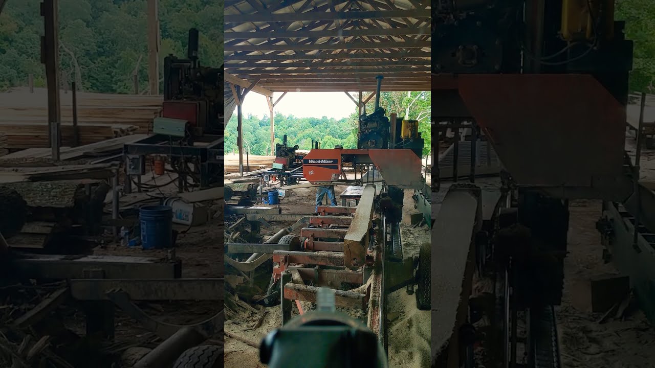 Woodmizer super 70 Sawing a variety of logs into pallet.