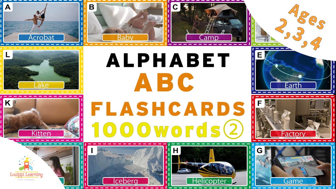 [English] フラッシュカード ABC アルファベット 1,000単語②  2〜5歳 子供向け 英単語 ABC FlashCards for Child from 1000 Dictionary