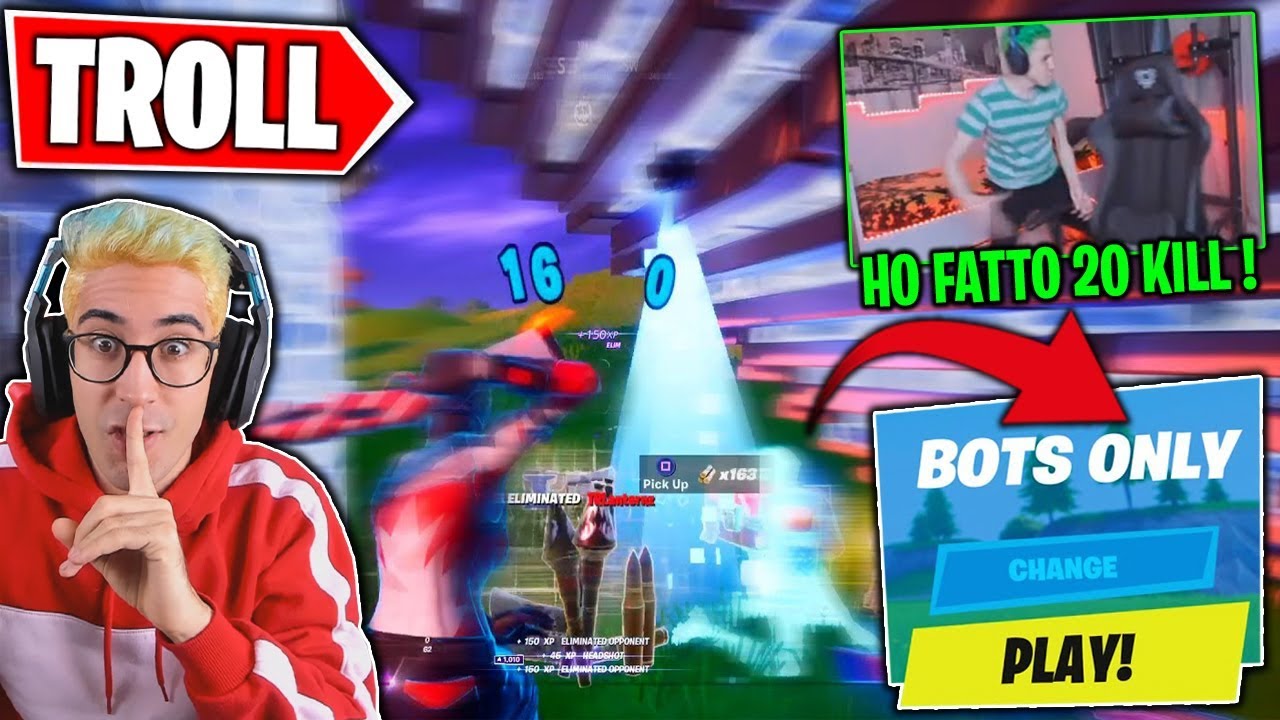TROLLARE MON3Y con IL GLITCH DELLA LOBBY DI BOT su FORTNITE (SI CREDE PRO PLAYER)