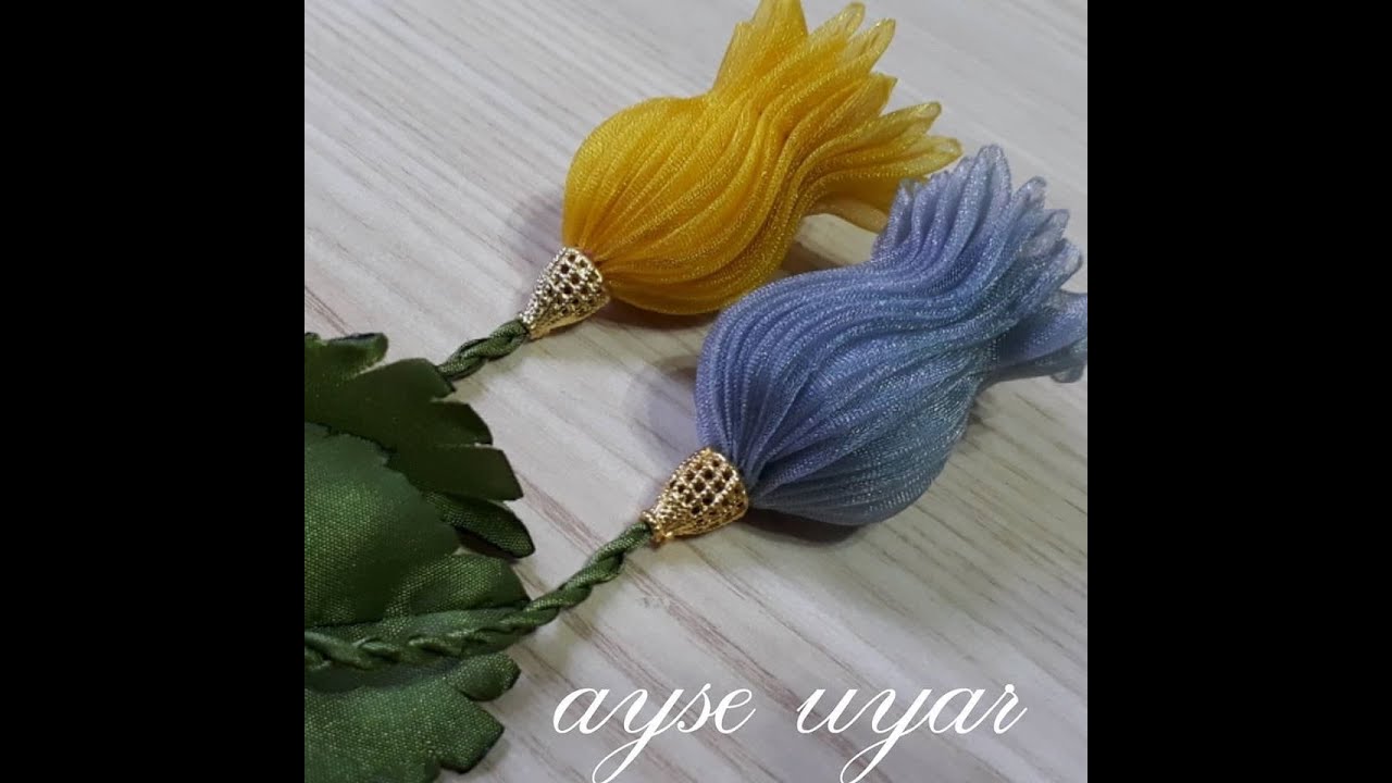 #tesbih #çiçeği Tesbih uçları için organze lale nasıl yapılır ?How to make an organza tulip ?