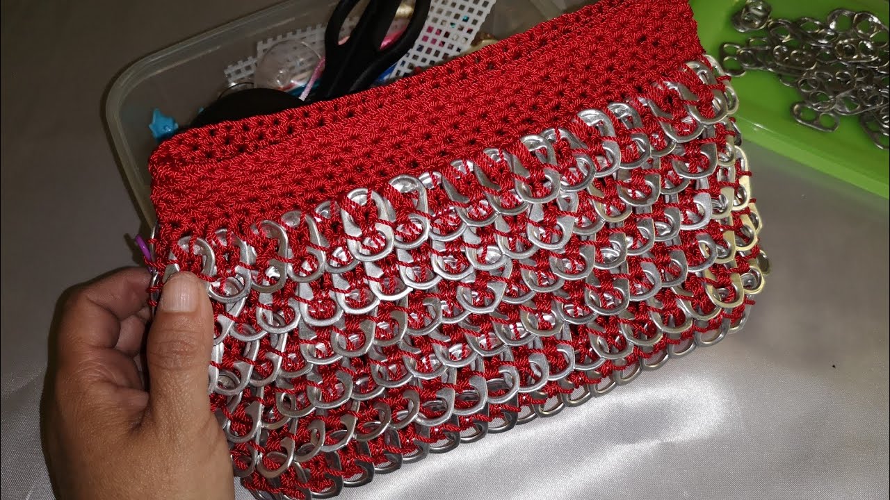 Bolso Tejido a Crochet Con Fichas o Anillas de lata