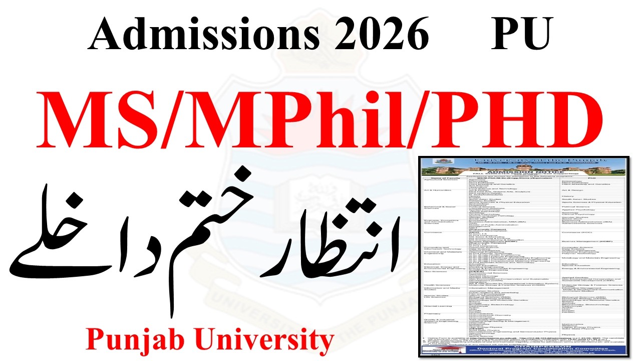 MS/MPhil/PHD Admissions 2026 PU | MPhil Admission 2026 | PHD Admission 2026 PU