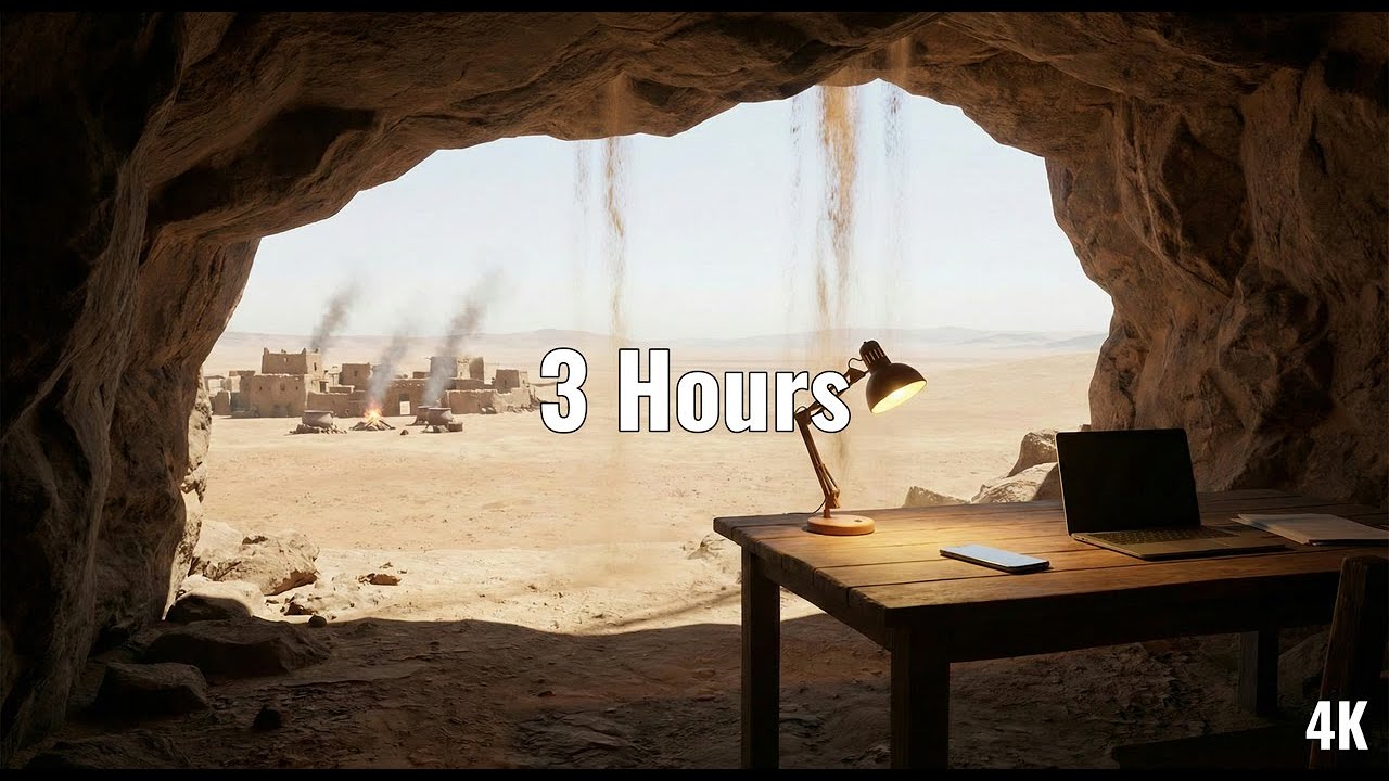 [Fixed Audio] Desert Cave: 4K Ambient Video | Ambient for Study & Focus (3 Hours)