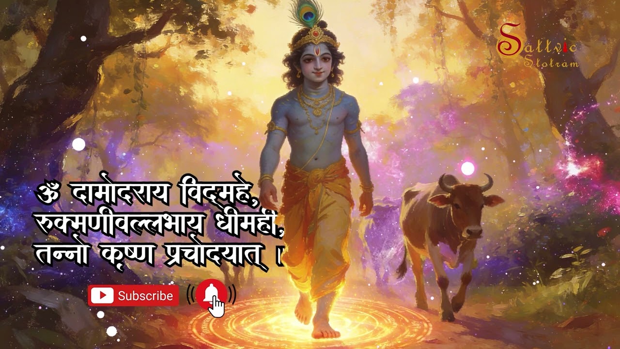 Morning Krishna Mantra for Positive Energy & Peace | ॐ दामोदराय विद्महे | Sattvic Stotram