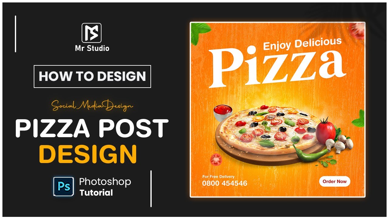 Design Fast Food Poster - How to Design Pizza Restaurant Flyer / Poster - Photoshop Tutorial