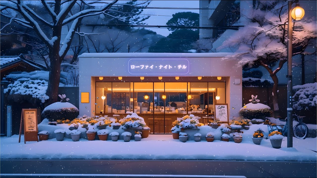Gentle Morning on a Snowy Café Street ❄️ Calm Lofi Beats for Focused Work, Study & MORNING RELAX