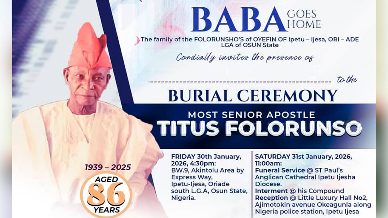 BURIAL CEREMONY OF MOST SENIOR APOSTLE TITUS FOLORUNSO