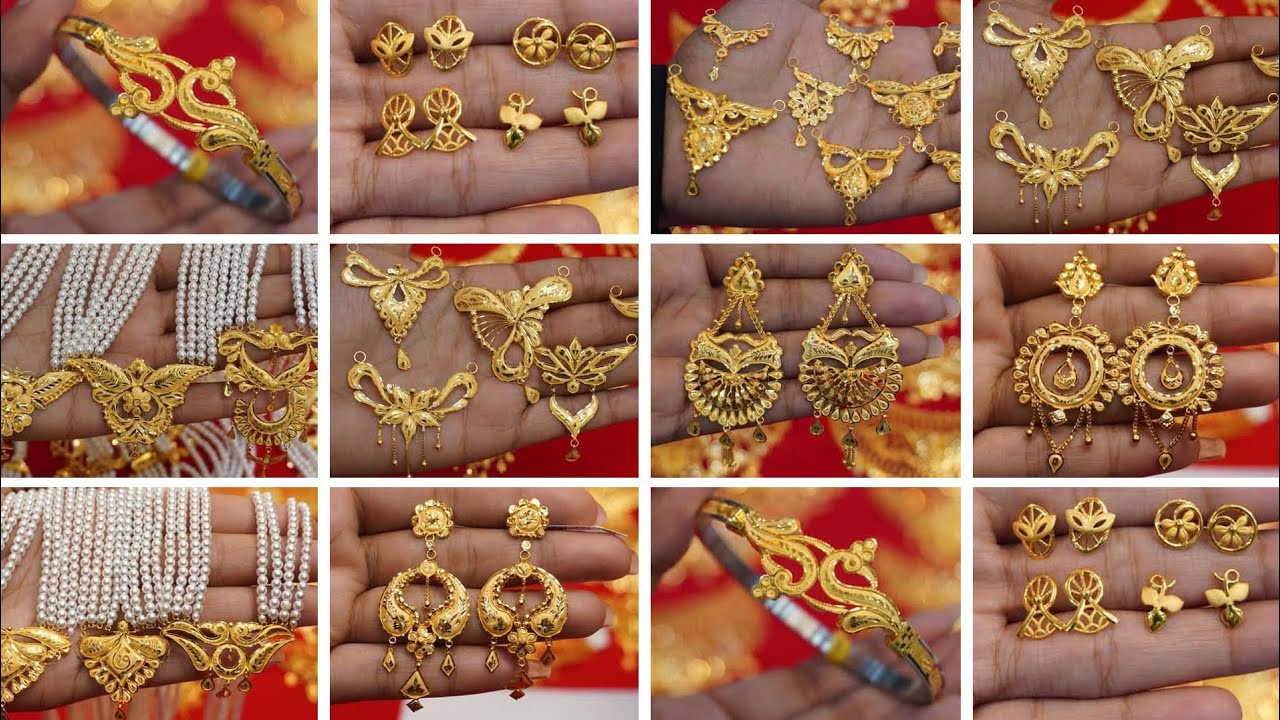 Gold earrings design। kaner dul. Gold pendant. Gold noa bandhano