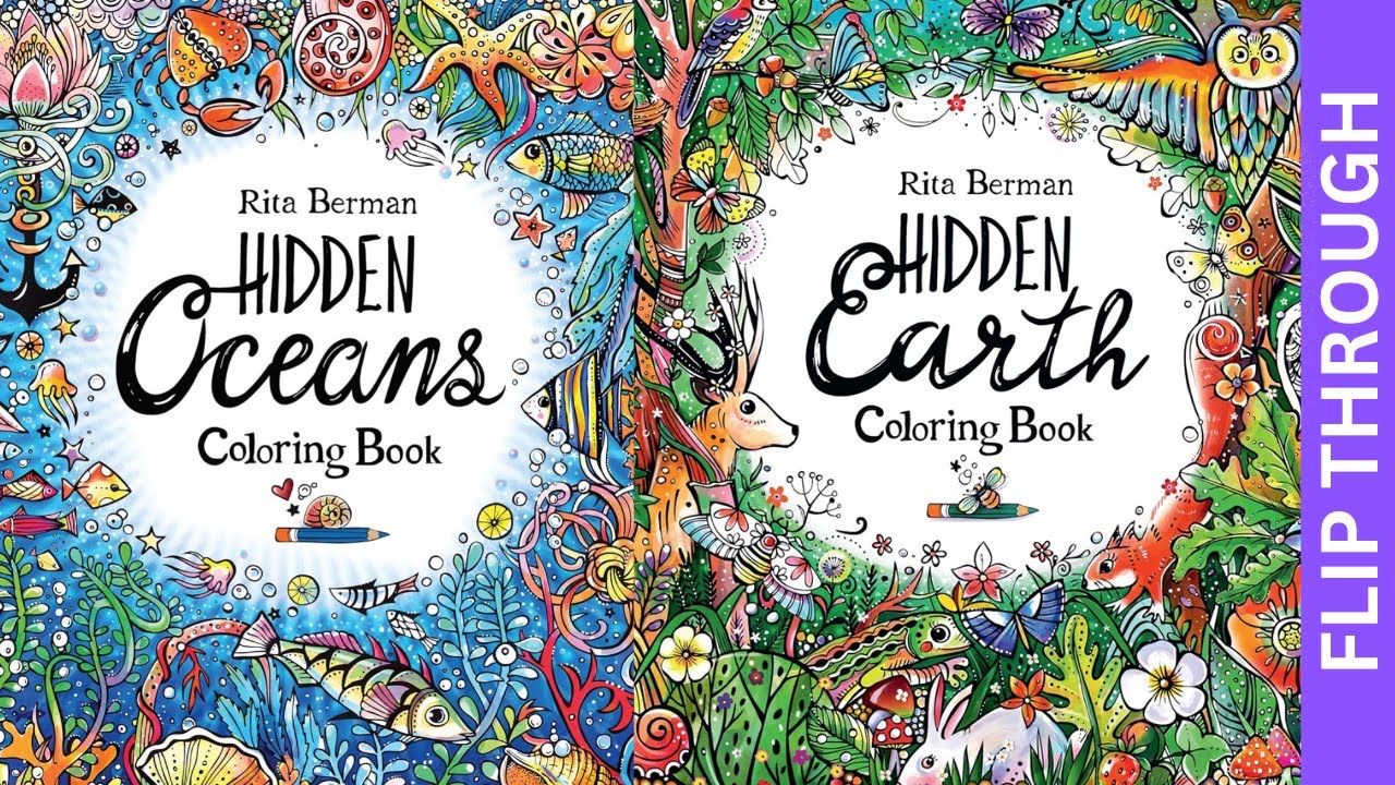 HIDDEN OCEANS & HIDDEN EARTH BY RITA BERMAN | Flip Through And Review | #adultcoloring