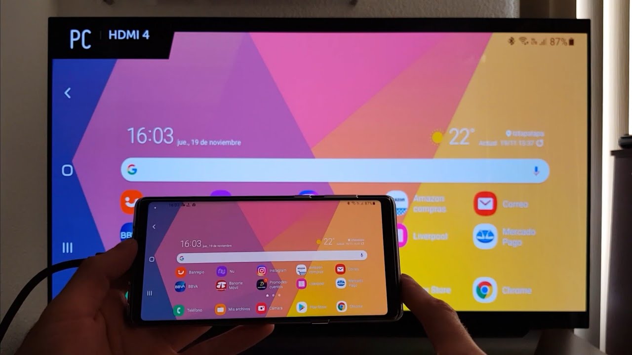 Duplica la pantalla de tu Samsung Galaxy con cable HDMI + Samsung Dex