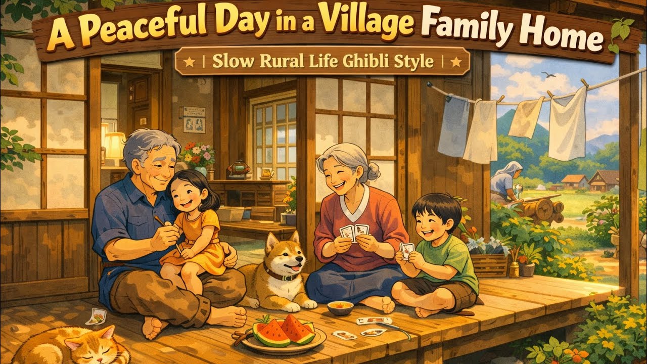 A Peaceful Day in a Village Family Home 🌿 | Slow Rural Life Ghibli Style