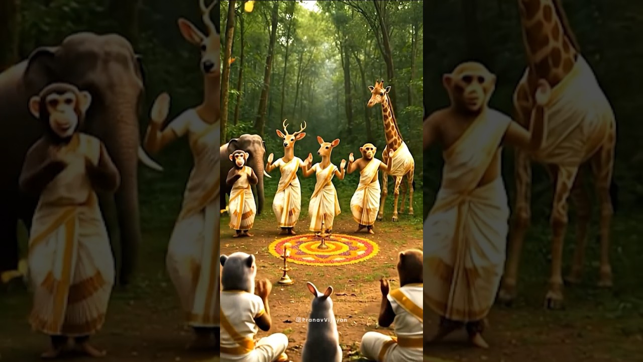 🌸 Onam celebration of animals in the forest 🌿🐾