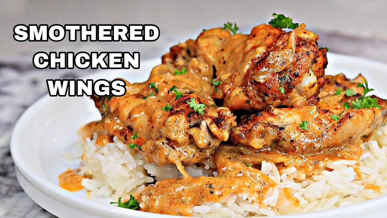 The Best Creamy Cajun Smothered chicken wings | Oven Baked Wings