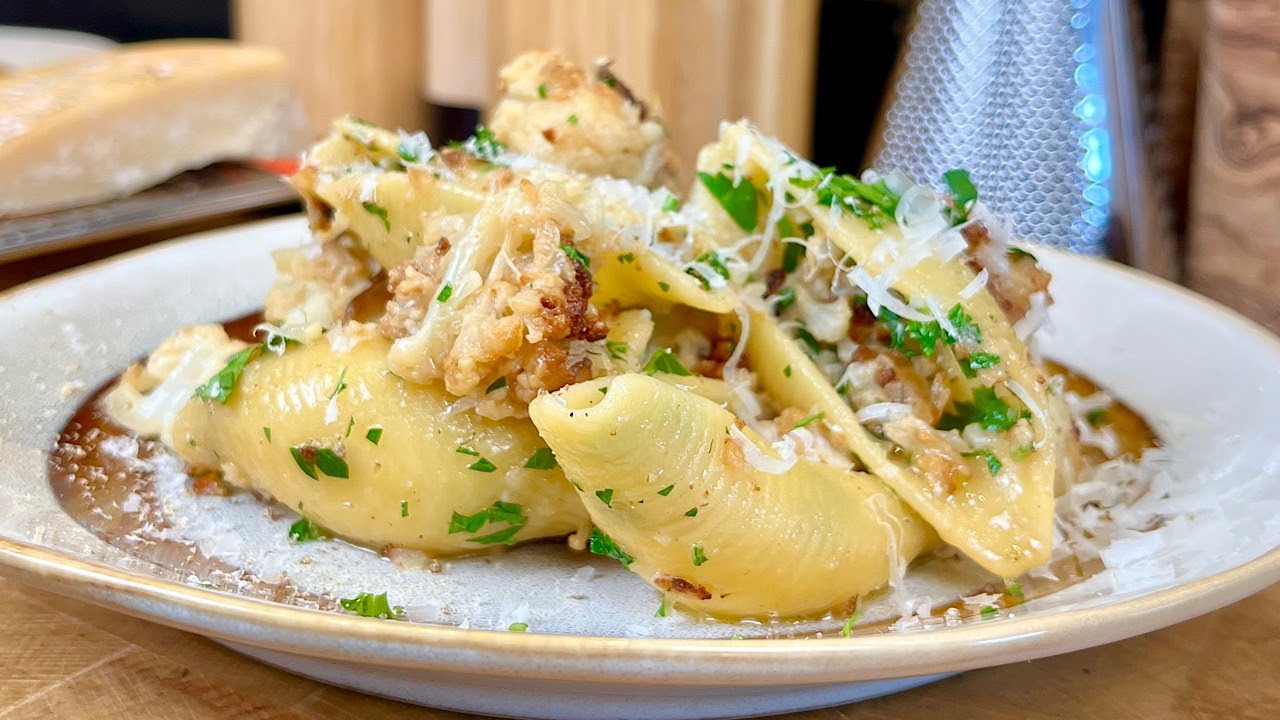 Pâtes au chou fleur frit