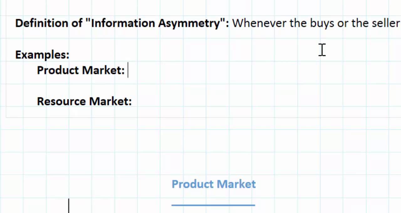 Asymmetric Information as a Market Failure - part 1