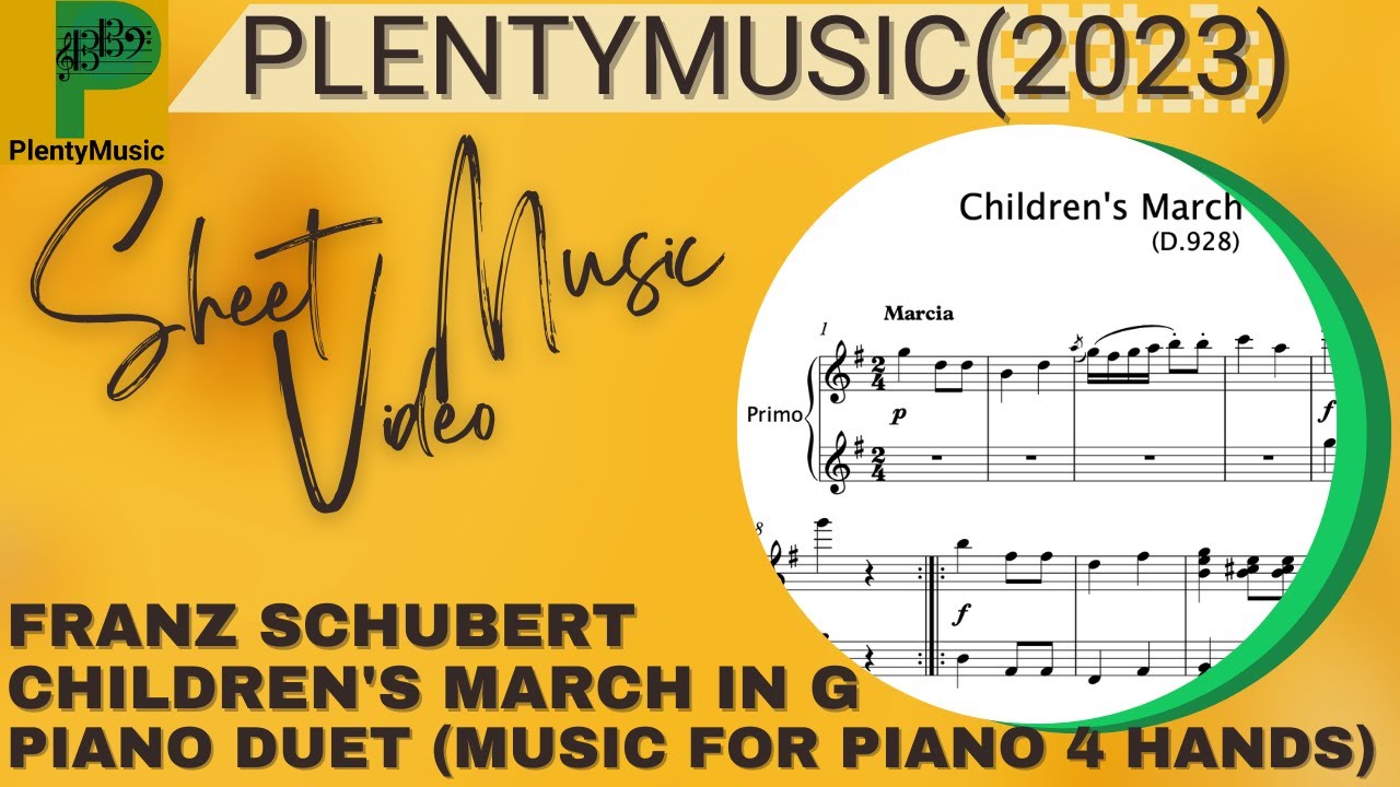 Schubert F. | Children's March in G D928 for piano duet | sheet music video
