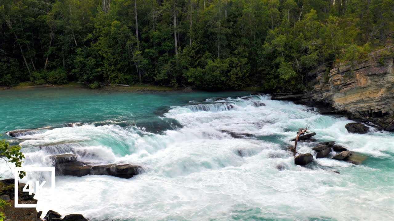 4K Turquoise Cascades | Heavy Falling Water for Sleep & Study | River Nature Sounds | White Noise