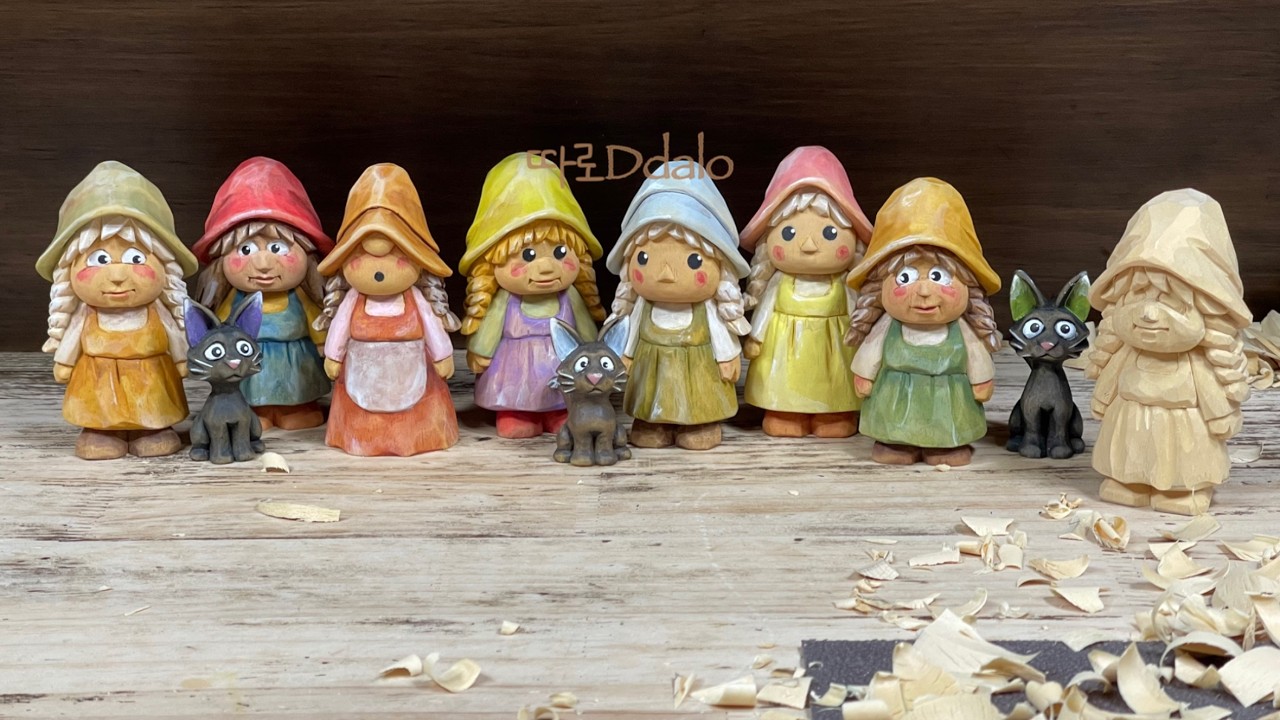[우드카빙]꼬마숙녀 조각하기 Wood Carving a Little Girl