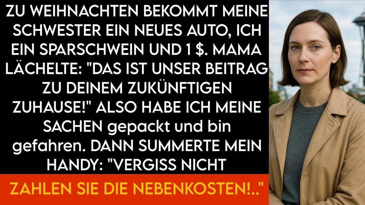 An Weihnachten bekam sie ein Auto, ich ein Sparschwein – also ging ich.