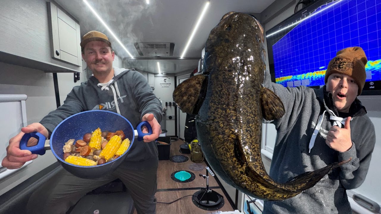 Last Ice Camping Trip of the Winter - Burbot Boil, Crappies & Crazy Underwater Footage
