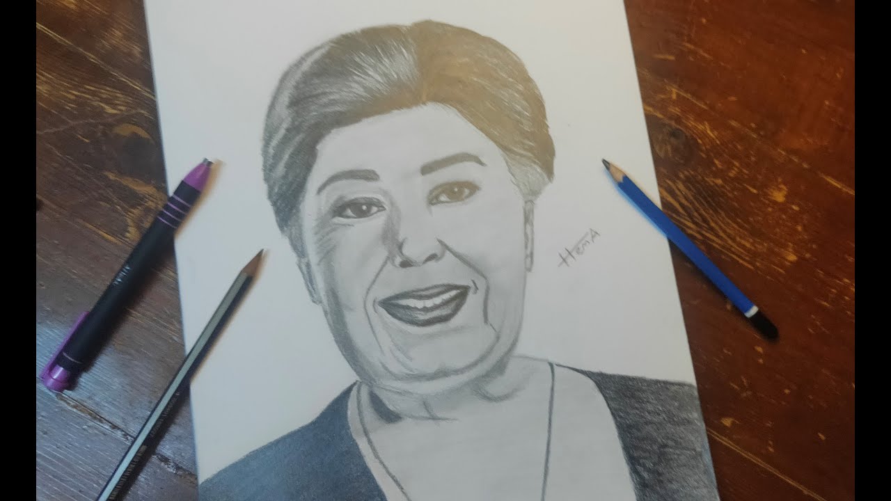 رسمة للفنانة رجاء الجداوي رحمها الله بطريقة احترافية | ادعيلها بالرحمة ⁦♥️⁩😓
