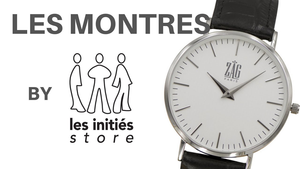 Montre Zag acier blanc bracelet cuir fa&ccedil;onn&eacute; croco noir