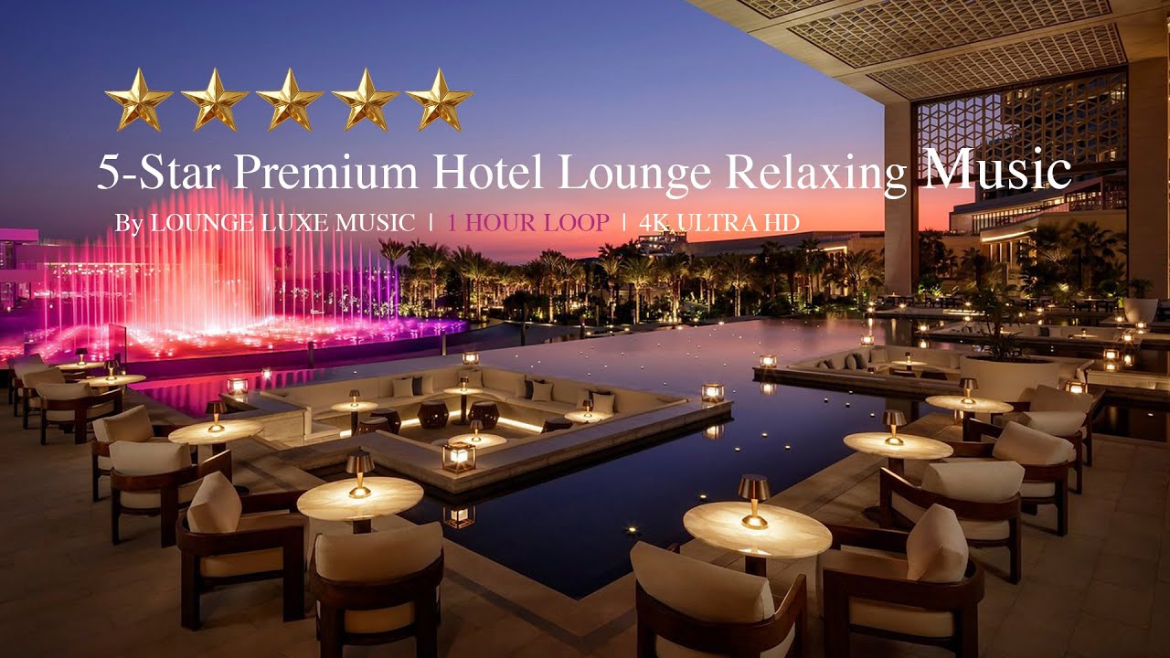 Sunset Rooftop Lounge Relaxing Luxury Music for Stress Relief | Real Hotel Ambience 4K