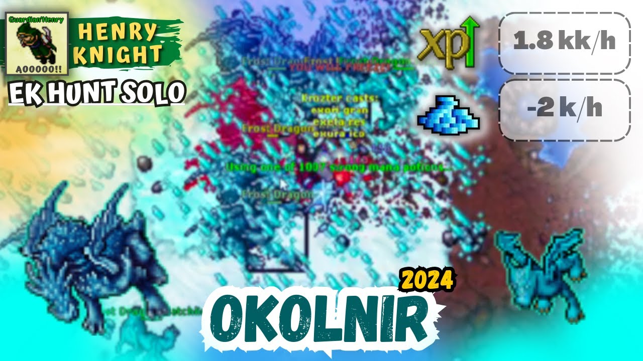 Tibia - Knight Level 226 Hunt Solo FROST DRAGONS OKOLNIR | Ek Hunt Solo #189