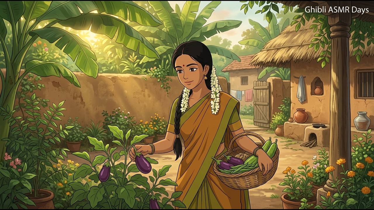 1990s Traditional South Indian Ghibli Village Kitchen Life 🍲 | Full Day Cooking & Family Moments