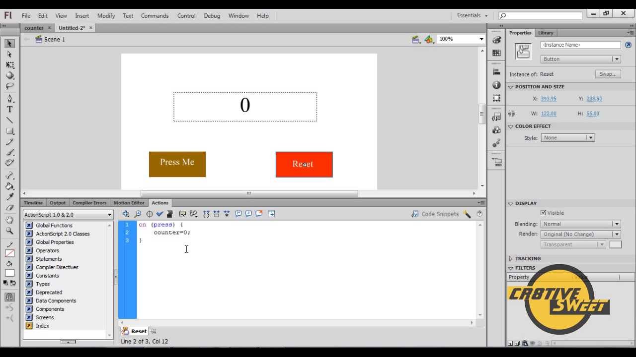 How to create a Counter in Adobe Flash CS6: AS2
