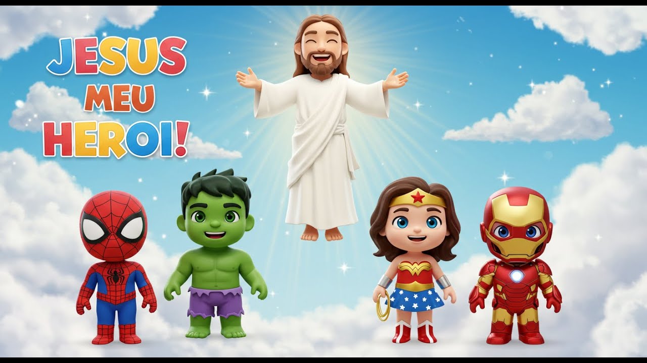 👉 JESUS, MEU HERÓI! | Música Infantil Gospel com Super-Heróis – Leonor Rodrigues 🎵
