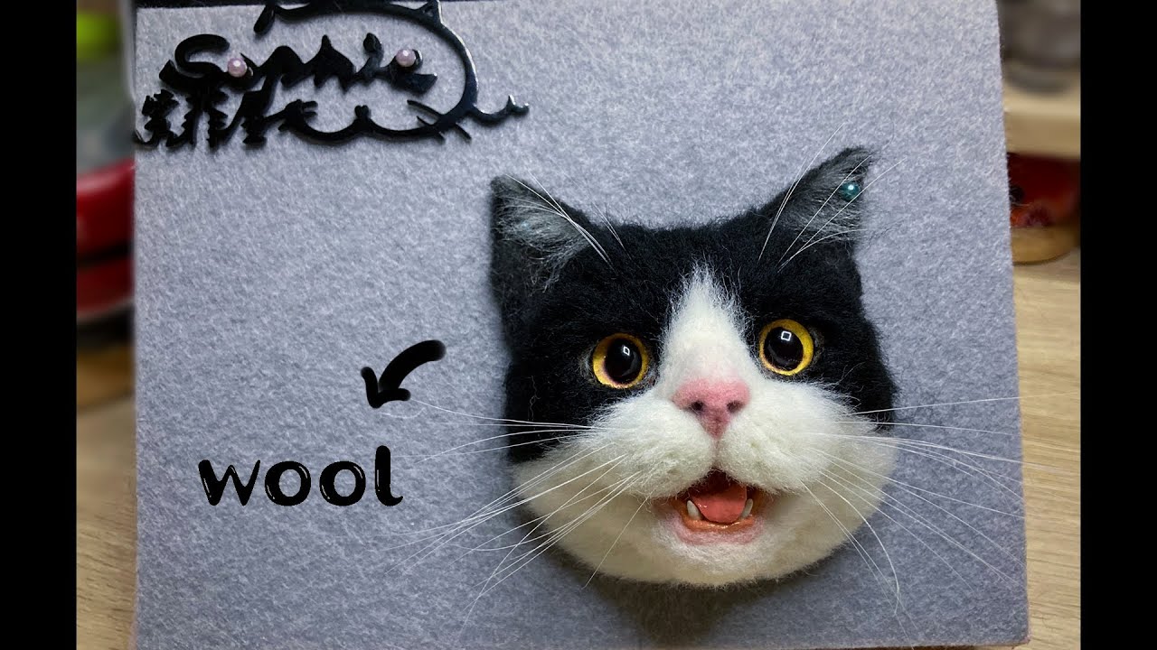 смокинг кошка【Sophie Wool】ручной работы ремесло валяная игла шерсть реалистичный Кот собака 2020